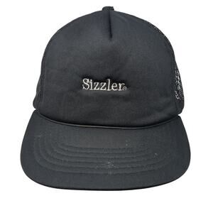 Sizzler Snapback Trucker Hat Black OS Adjustable Embroidered Mesh Back Rope